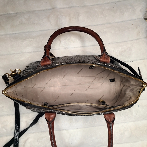 Brahmin Black and Brown Satchel with Structured Design - Picture 8 of 10